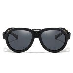 Retro Polarized Steampunk Aviator Sunglasses for All