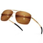 Gold Polarized Aviator Sunglasses for Men