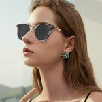 CARFIA Women's Retro Polarized Sunglasses in Blue Tortoise