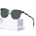 CARFIA Women's Retro Polarized Sunglasses in Blue Tortoise