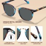 CARFIA Women's Retro Polarized Sunglasses in Blue Tortoise
