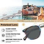CARFIA Women's Retro Polarized Sunglasses in Blue Tortoise