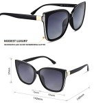 Oversized Black Cat Eye Polarized Sunglasses for Women