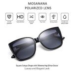 Oversized Black Cat Eye Polarized Sunglasses for Women