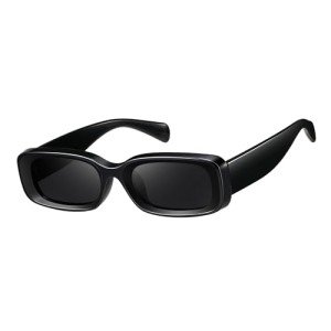 Kimorn Unisex Retro Rectangle Thick Frame Sunglasses
