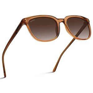 Retro Polarized Square Sunglasses - Brown Lens
