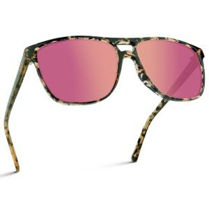 Polarized Double Bridge Aviator Sunglasses - Peach Tortoise