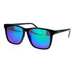 Kush Matte Black Sport Horned Sunglasses with Teal Lens