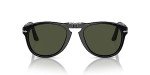 Persol Folding Black Sunglasses with Green Lenses