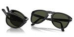 Persol Folding Black Sunglasses with Green Lenses
