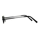 All-Black Retro Rectangular Metal Rim Sunglasses