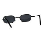 All-Black Retro Rectangular Metal Rim Sunglasses