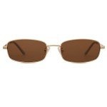 SOJOS Retro Narrow Rectangle Sunglasses - Gold/Brown