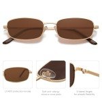SOJOS Retro Narrow Rectangle Sunglasses - Gold/Brown