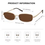 SOJOS Retro Narrow Rectangle Sunglasses - Gold/Brown