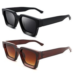 Retro Thick Rectangle Sunglasses for Men and Women