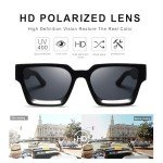 VANLINKER Retro Polarized Black Square Sunglasses