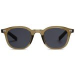 Sojos Retro Square Sunglasses - Olive Green/Grey