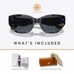 Tory Burch Blue Tortoise Rectangular Sunglasses for Women
