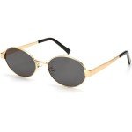 Trendy Gold Oval Sunglasses with UV400 Protection