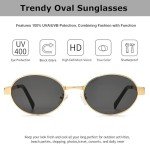 Trendy Gold Oval Sunglasses with UV400 Protection