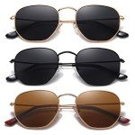 MEETSUN Polarized Hexagon Sunglasses - 3 Pack Set