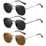 MEETSUN Polarized Hexagon Sunglasses - 3 Pack Set