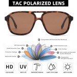 Polarized Vintage Aviator Sunglasses - Tortoise Frame