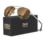 LUENX Polarized Aviator Sunglasses with Gold Frame