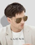 LUENX Polarized Aviator Sunglasses with Gold Frame