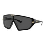 Versace Black Plastic Shield Sunglasses with Grey Lens