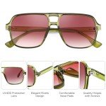 Retro Square Pilot Sunglasses for Men and Women