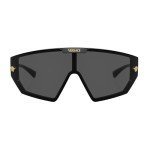 Versace Black Plastic Shield Sunglasses with Grey Lens
