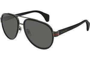 Gucci GG0447S Polarized Aviator Sunglasses - Black Gunmetal