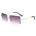 FEISEDY Vintage Rimless Rectangle Sunglasses for All