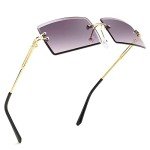 FEISEDY Vintage Rimless Rectangle Sunglasses for All