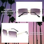 FEISEDY Vintage Rimless Rectangle Sunglasses for All