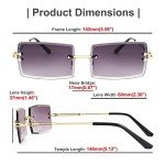 FEISEDY Vintage Rimless Rectangle Sunglasses for All