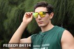 FEISEDY Rimless Reflective One Piece Sunglasses