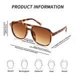 Retro Square Aviator Sunglasses for Men and Women