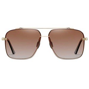 Oversized Gold Aviator Sunglasses with Polarized Lenses