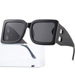 Trendy Black Large Square Sunglasses for All
