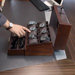 KAMIER 12-Slot Wooden Watch Box for Men