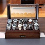 KAMIER 12-Slot Wooden Watch Box for Men