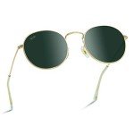 Reflective Lens Round Gold Frame Sunglasses