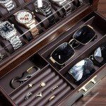 KAMIER 12-Slot Wooden Watch Box for Men