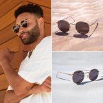 Reflective Lens Round Gold Frame Sunglasses