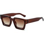 AIEYEZO Brown Square Thick Frame Sunglasses