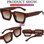 AIEYEZO Brown Square Thick Frame Sunglasses