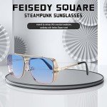 FEISEDY Vintage Aviator Square Metal Sunglasses B2894